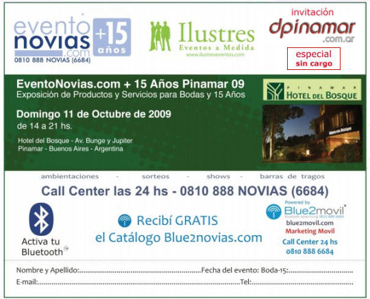 Invitación Especial sin Cargo para EventoNovias.com + 15 Años Pinamar, Domingo 11 de octubre 2009